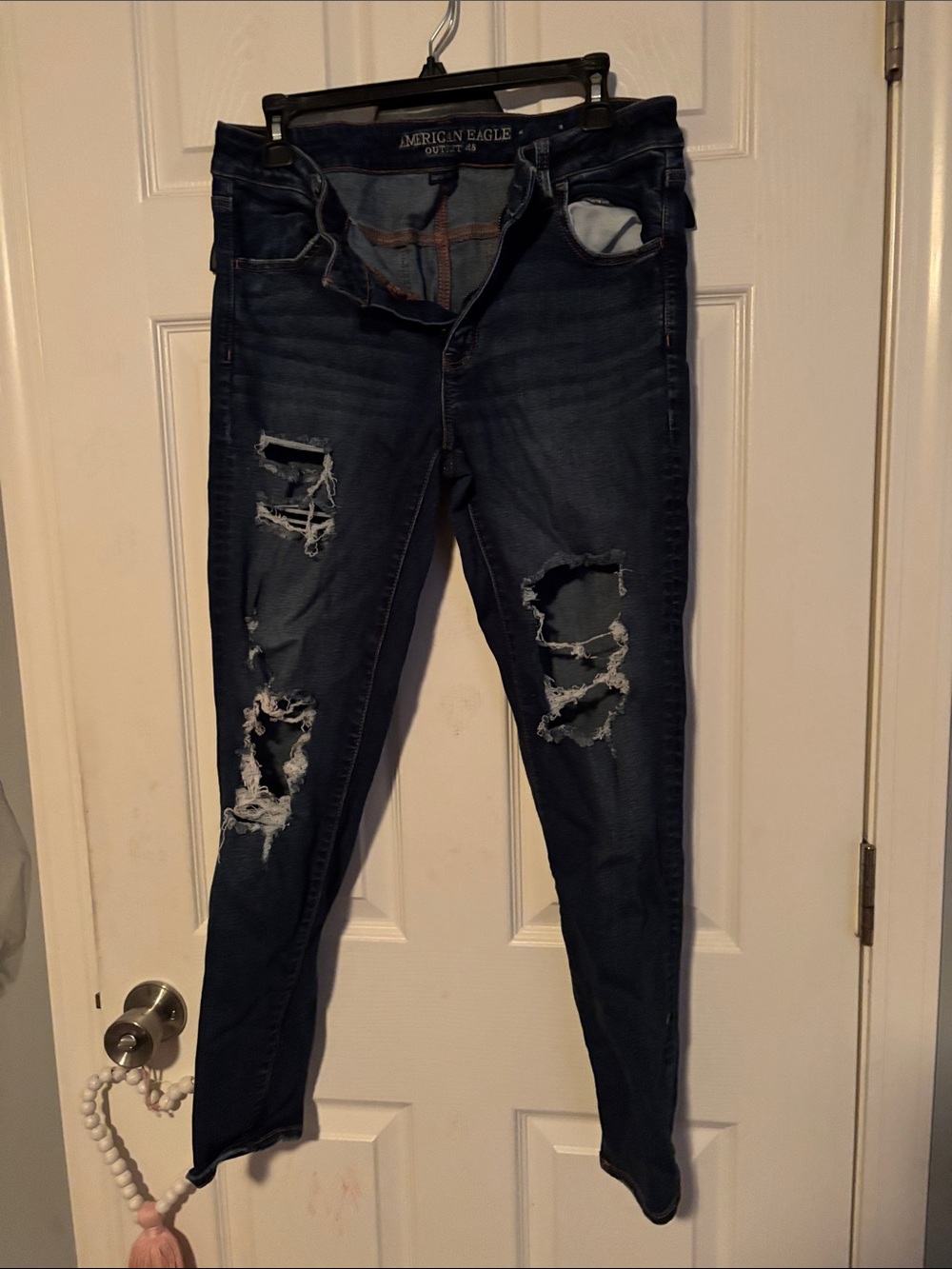 American Eagle Outfitters Dark Blue Ripped Skinny Jeans